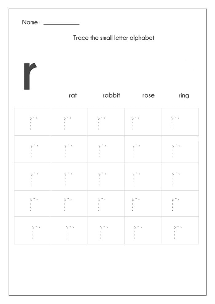 Printable Small Letter R In Cursive
