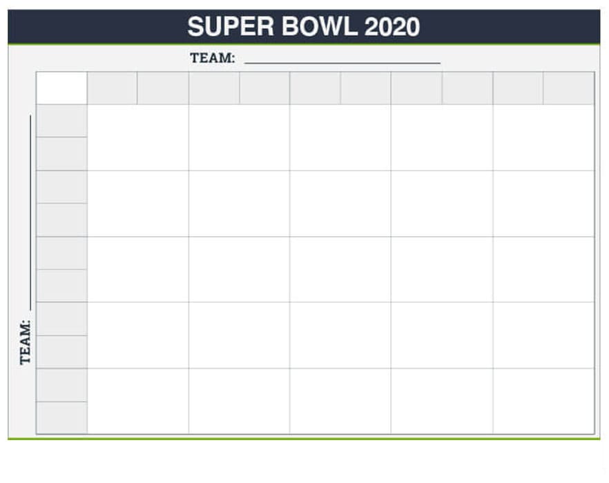 Printable Super Bowl Board Template 25 Squares
