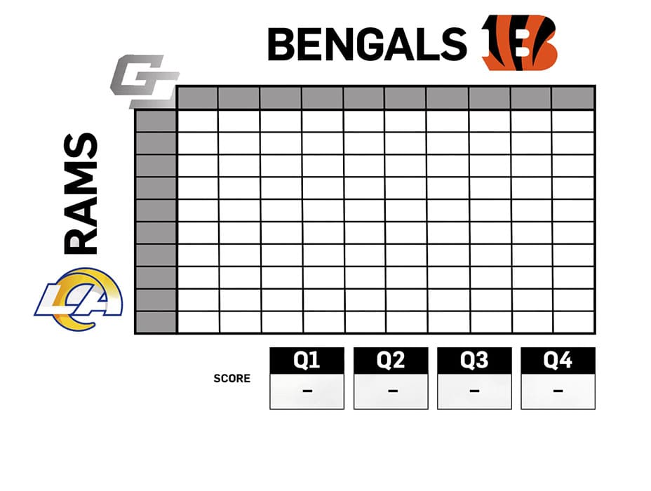 Printable Super Bowl Squares Template Rams Bengals