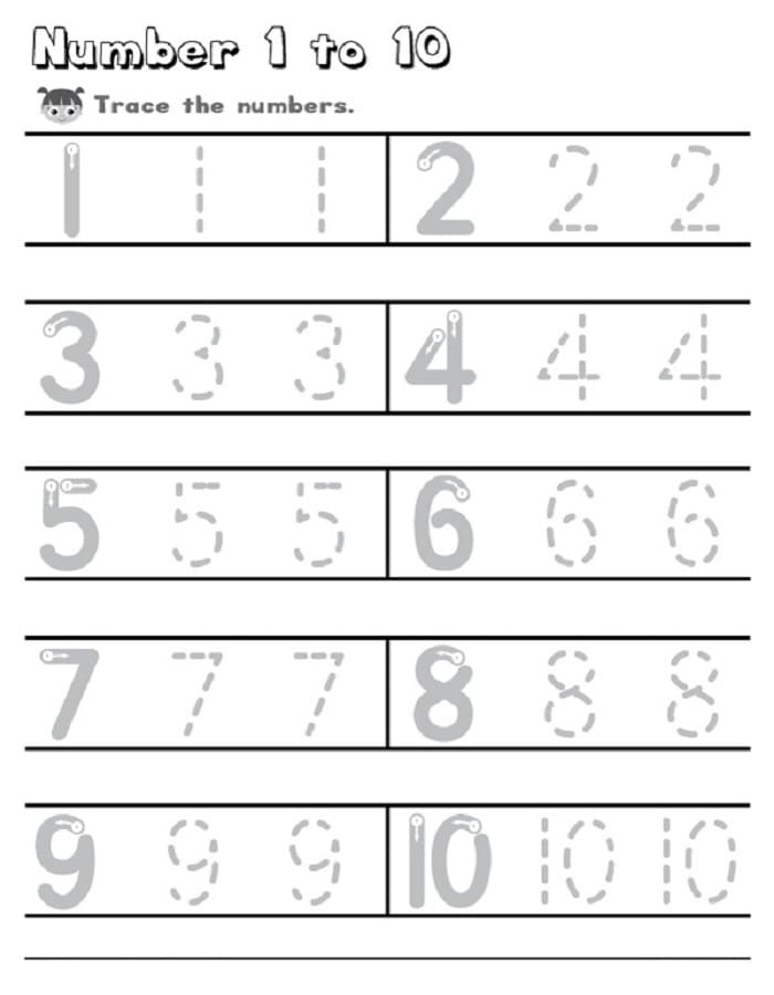 Printable Trace The Numbers