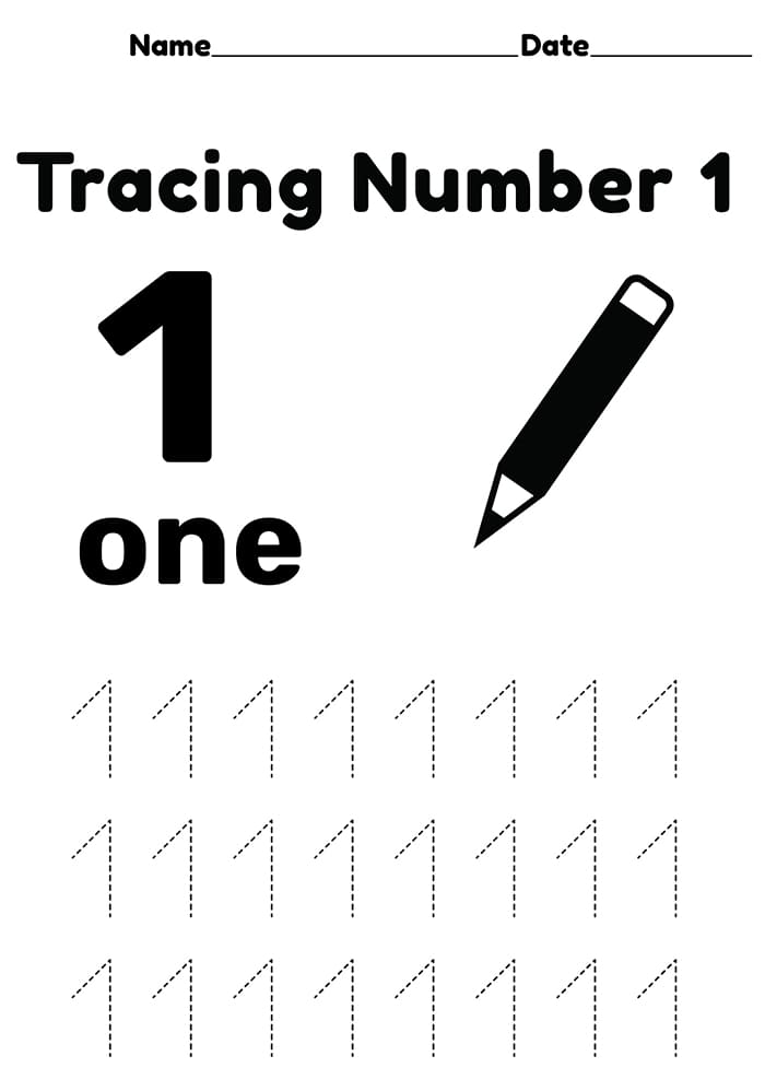 Printable Tracing Of Number 1