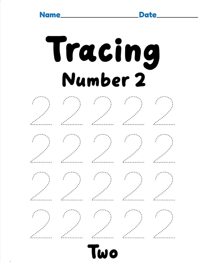 Printable Tracing Of Number 2