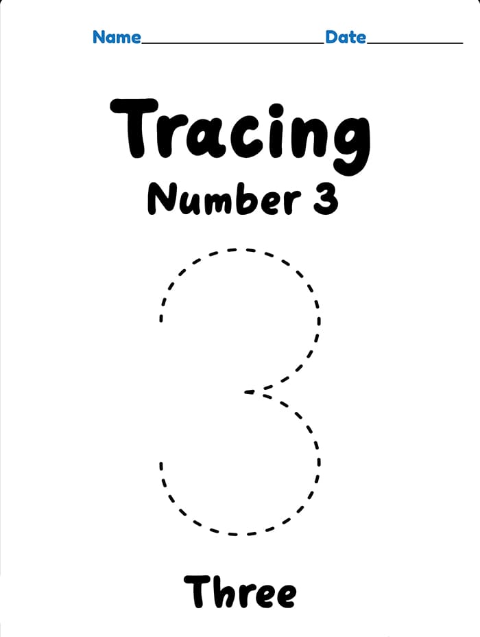 Printable Tracing Of Number 3
