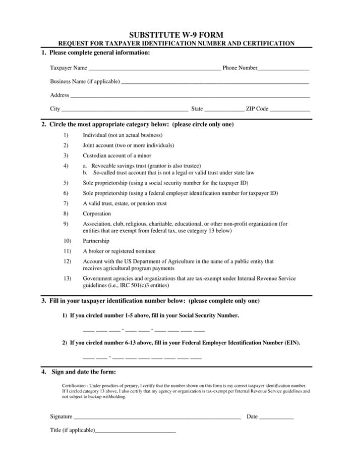 Printable W-9 Form Tennessee