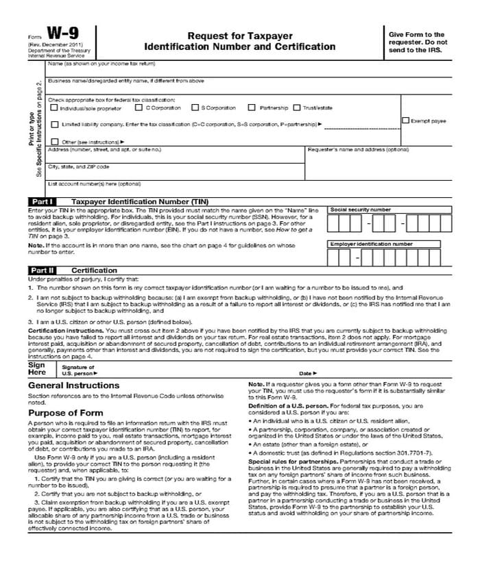 Printable W-9 Form