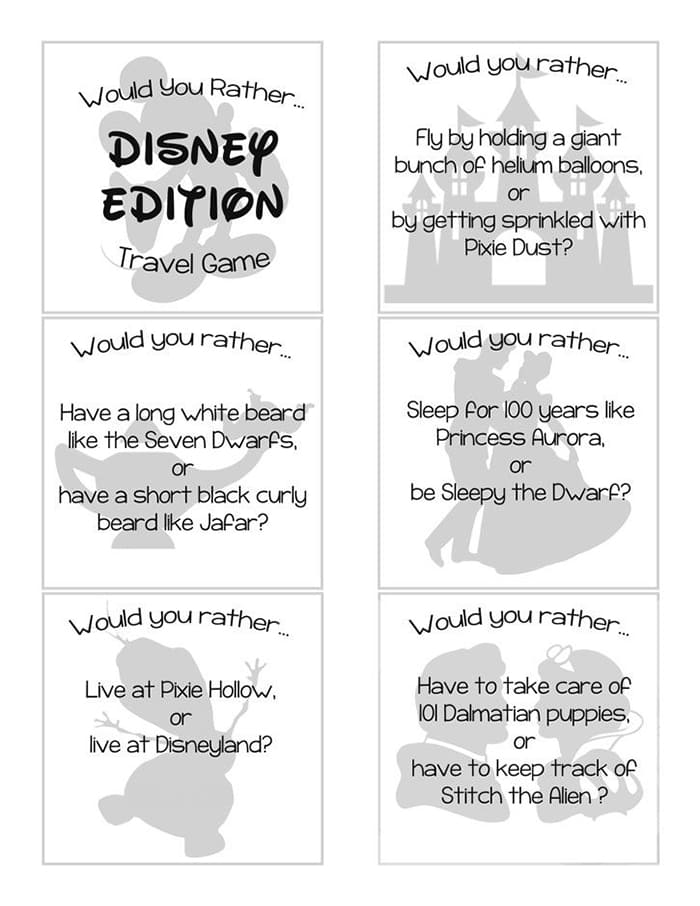 Printable Would You Rather Questions Disney