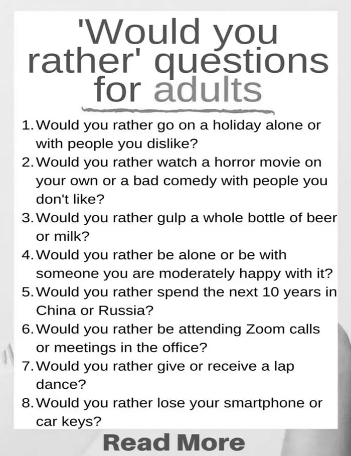 Printable Would You Rather Questions For Adults