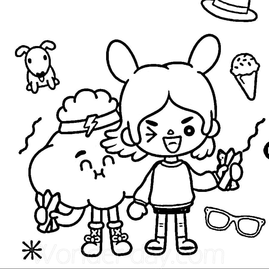 Rita and Cloud Toca Life World coloring page