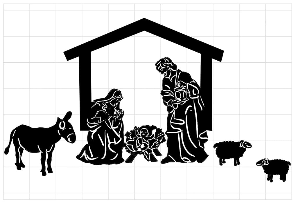 Printable Christmas Nativity Stencil