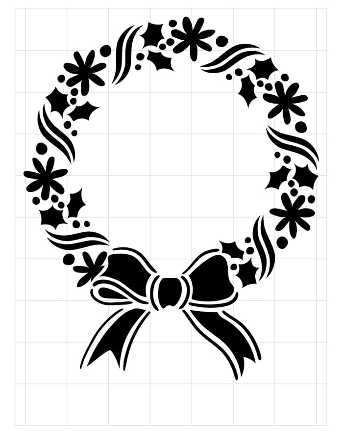 Printable Christmas Wreath Stencil