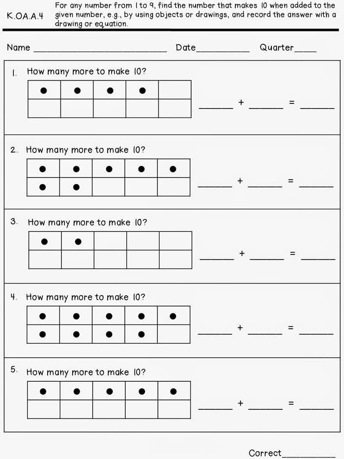 Printable Common Core Math Kindergarten