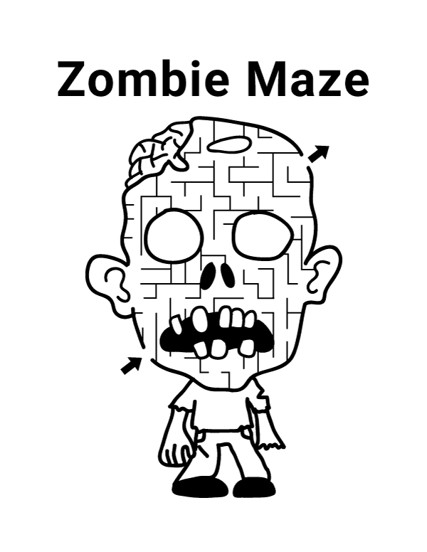 Printable Fall Maze Zombie