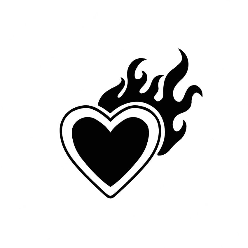 Printable Fire Heart Stencil