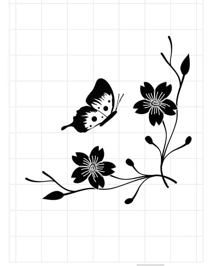 Printable Flower Stencil Butterfly