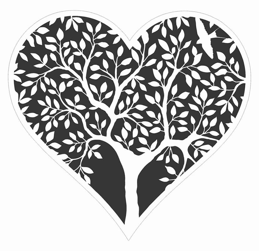 Printable Heart Tree Stencil