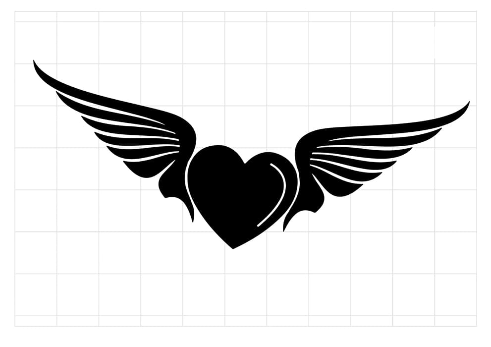 Printable Heart With Wings Stencil