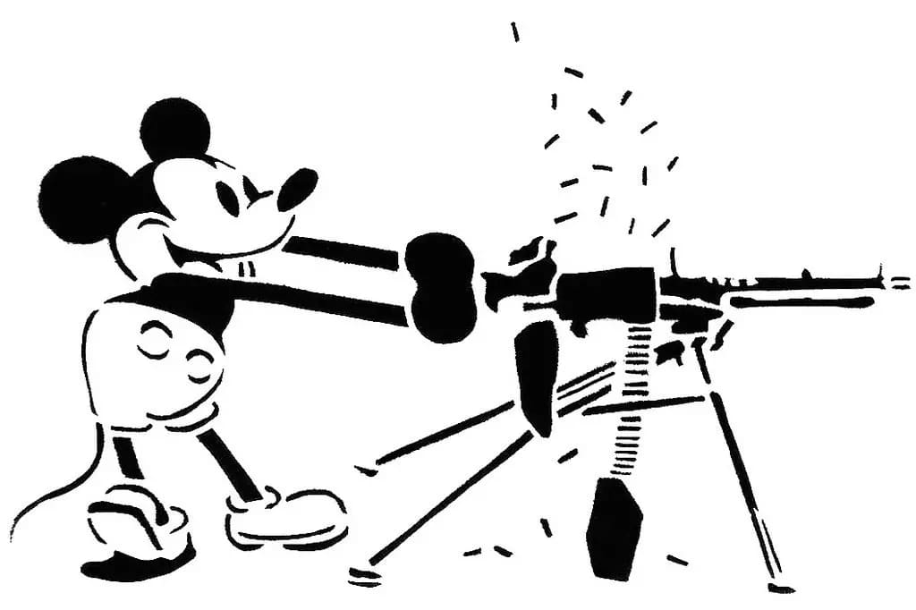 Printable Mickey Mouse Cartoon Stencil