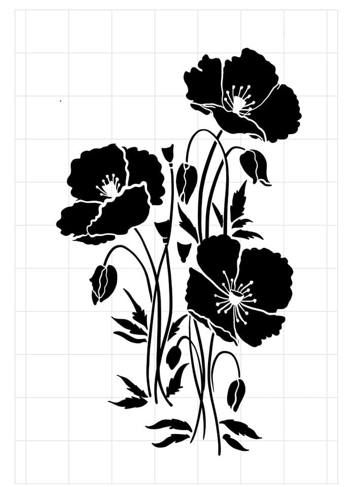 Printable Poppy Flower Stencil