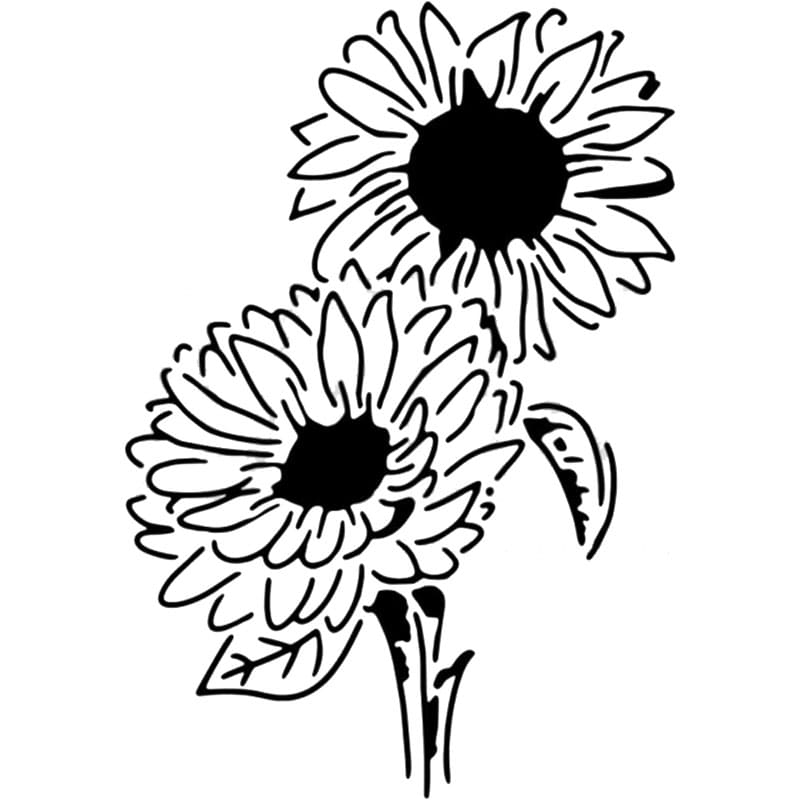 Printable Sunflower Stencil Drawing