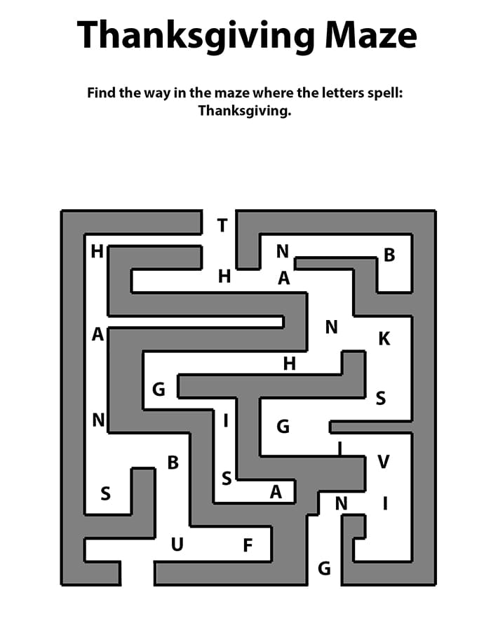 Printable Thanksgiving Maze Ideas