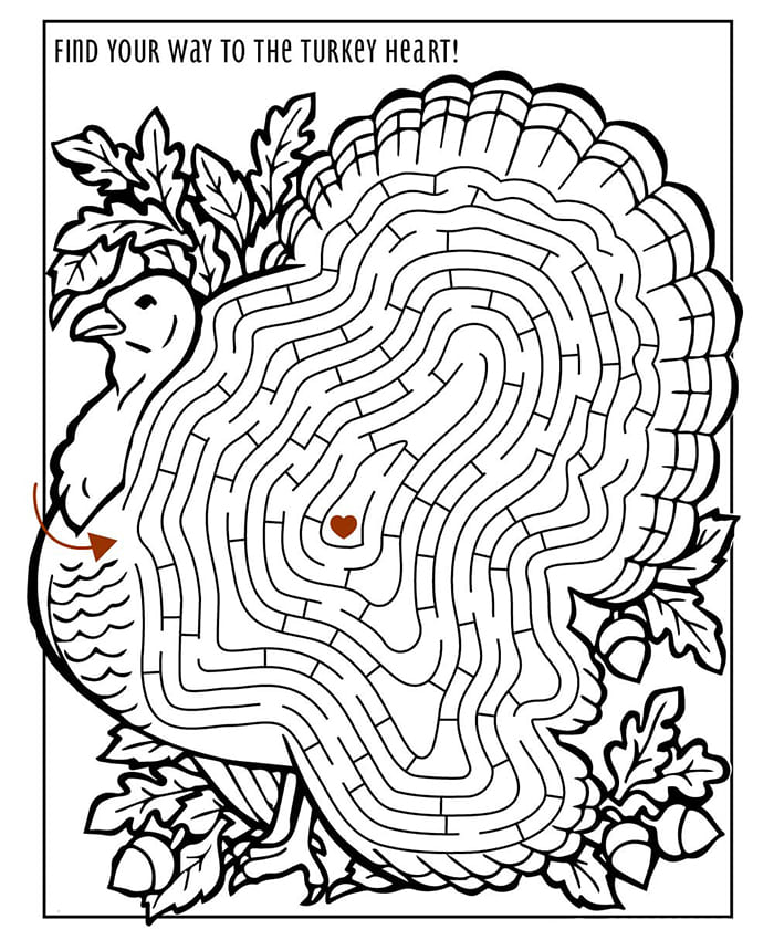 Printable Thanksgiving Turkey Maze