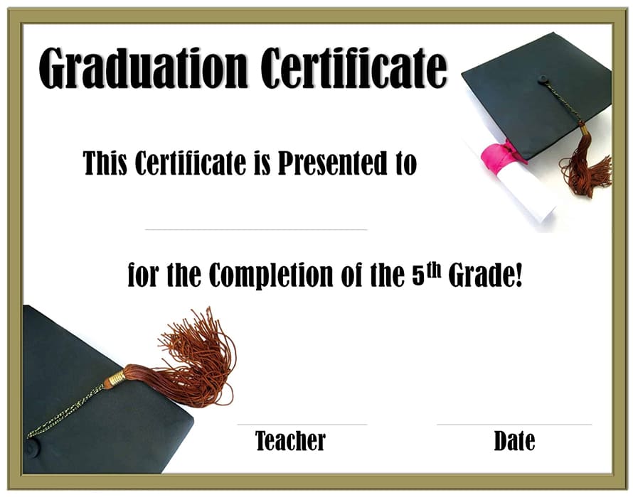 Printable 5th Grade Graduation Certificates