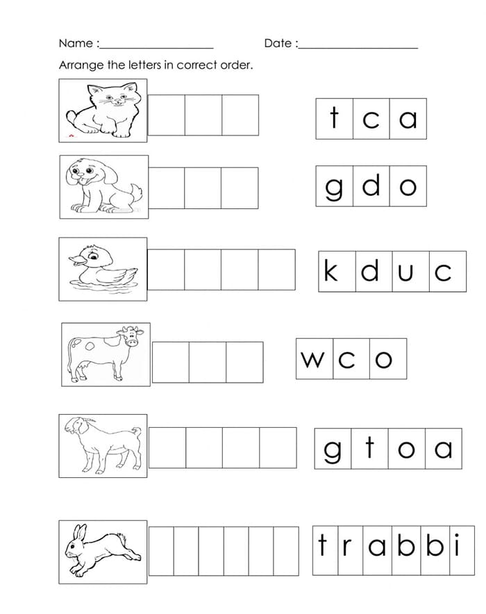Printable Animal Word Scramble Quiz