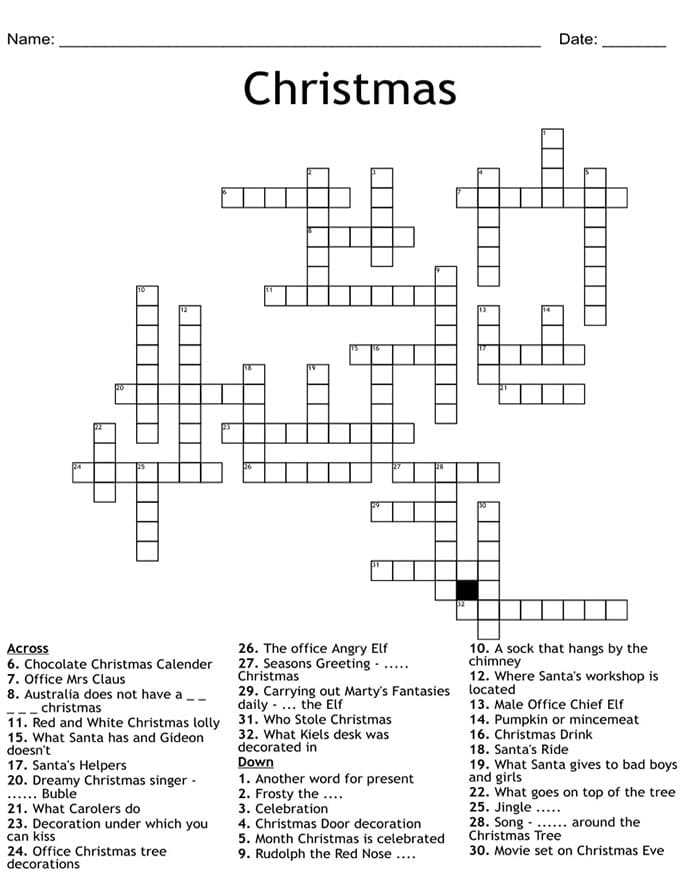 Printable Christmas Crossword Puzzles Creator