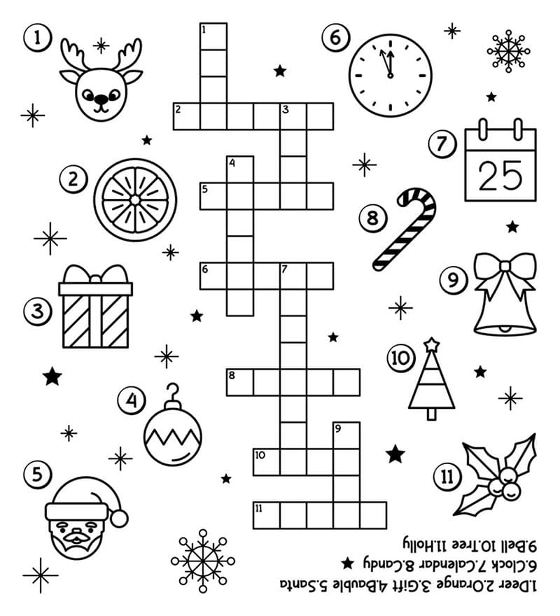 Printable Christmas Crossword Puzzles For Adults