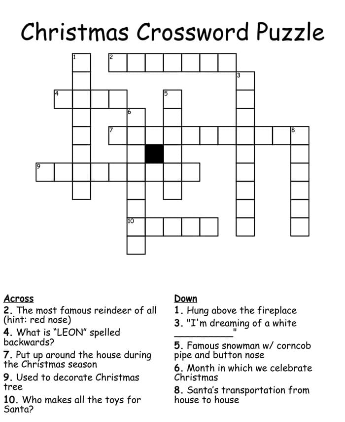 Printable Christmas Crossword Puzzles Today