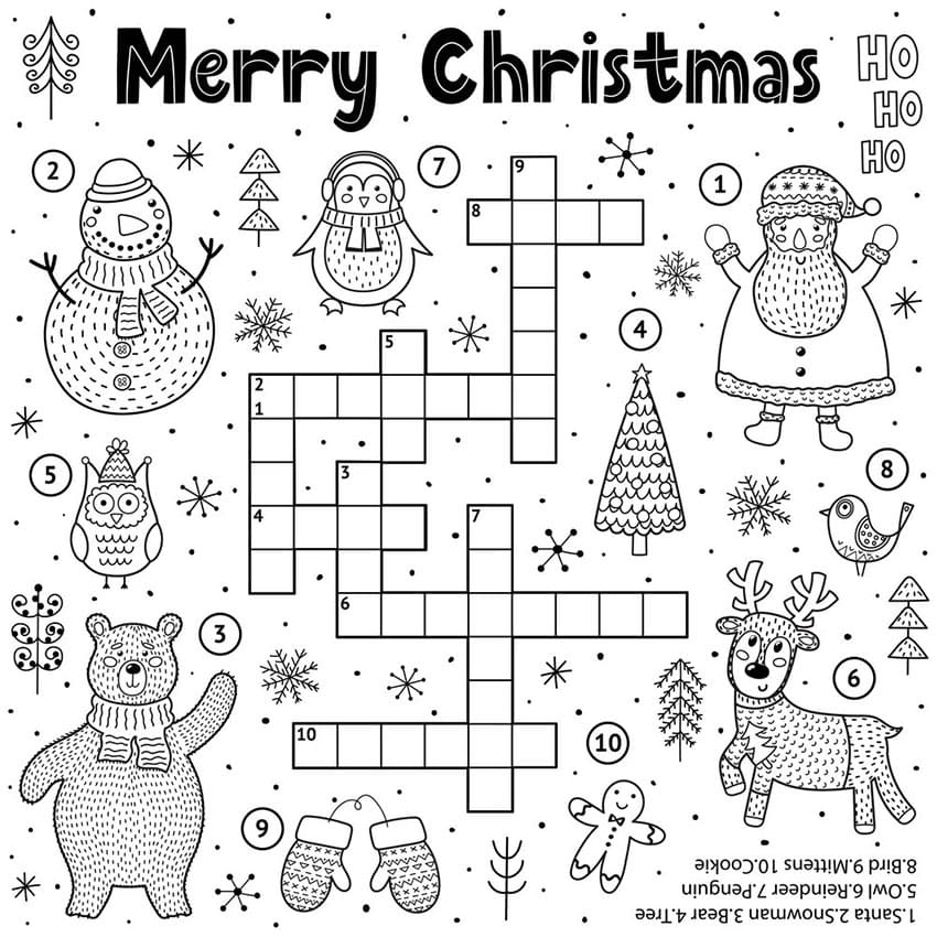 Printable Christmas Crossword Puzzles Vocabulary