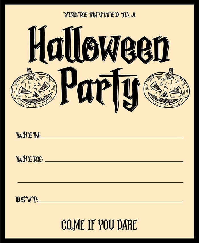 Printable Digital Halloween Invitations
