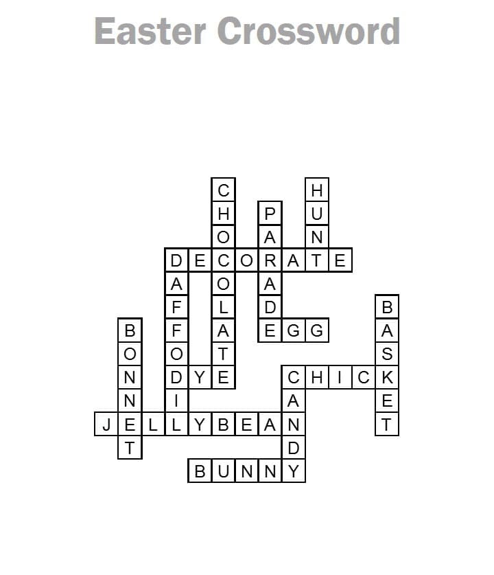 Printable Easter Crossword Puzzles By Answers