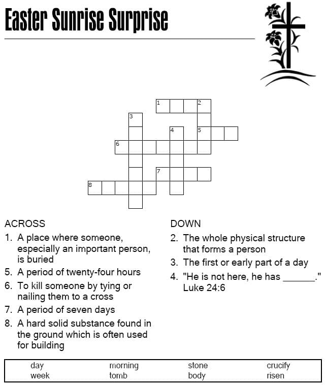 Printable Easter Crossword Puzzles Examples