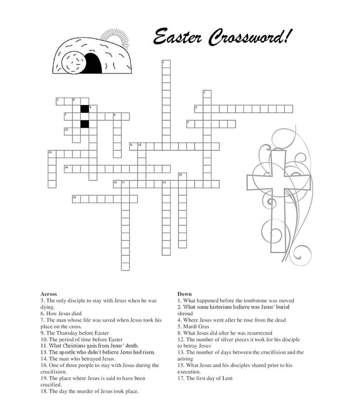 Printable Easter Crossword Puzzles Random