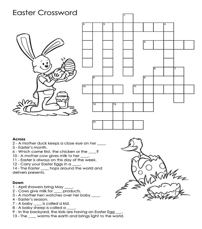 Printable Easter Crossword Puzzles Vocabulary