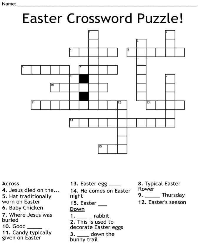Easter Crossword Puzzles