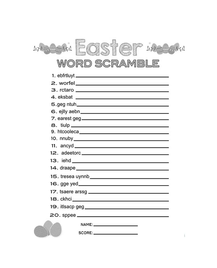 Printable Easter Word Scramble 2022