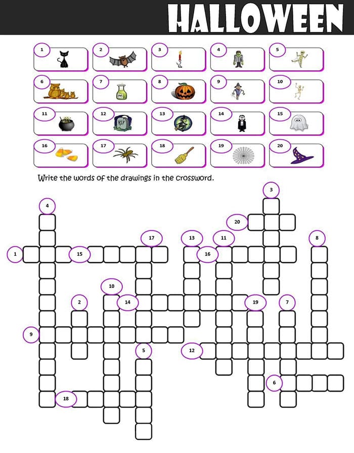 Printable Easy Halloween Crossword Puzzles