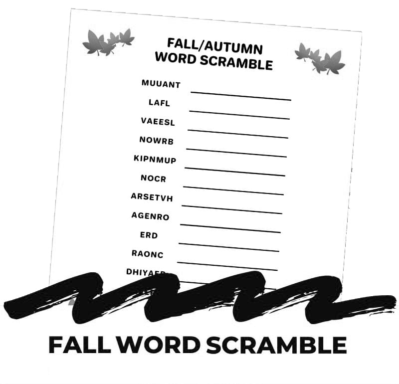 Printable Fall Word Scramble Design