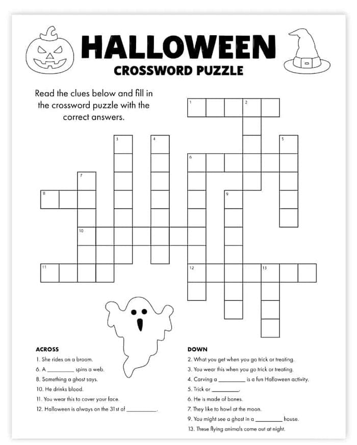 Printable Free Halloween Crossword Puzzles