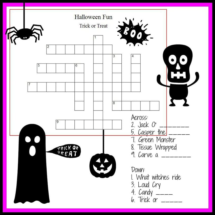 Printable Fun Halloween Crossword Puzzles