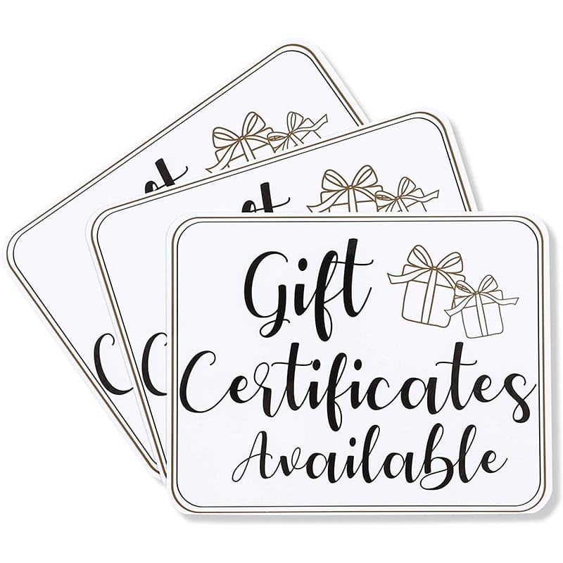 Printable Gift Certificates Available