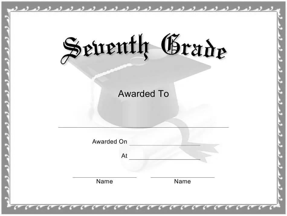 Printable Graduation Certificates 7th Grade