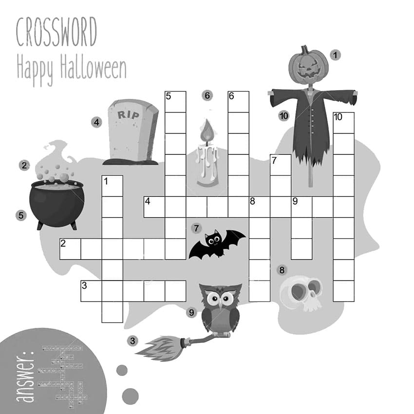 Printable Halloween Crossword Puzzle Decor