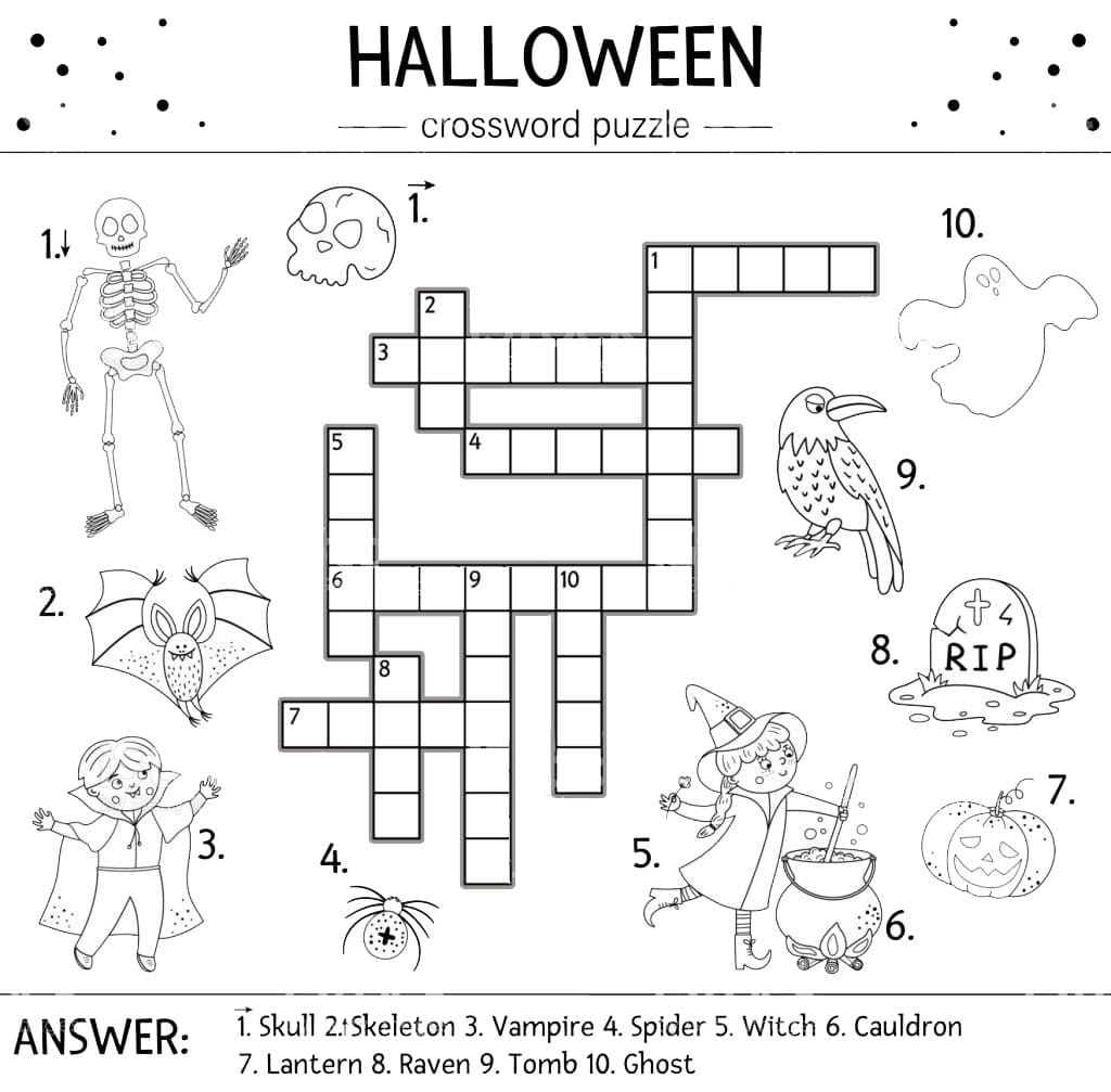 Printable Halloween Crossword Puzzle Easy