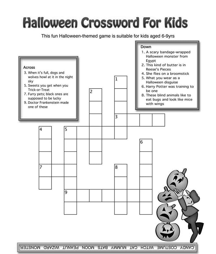 Printable Halloween Crossword Puzzles In English