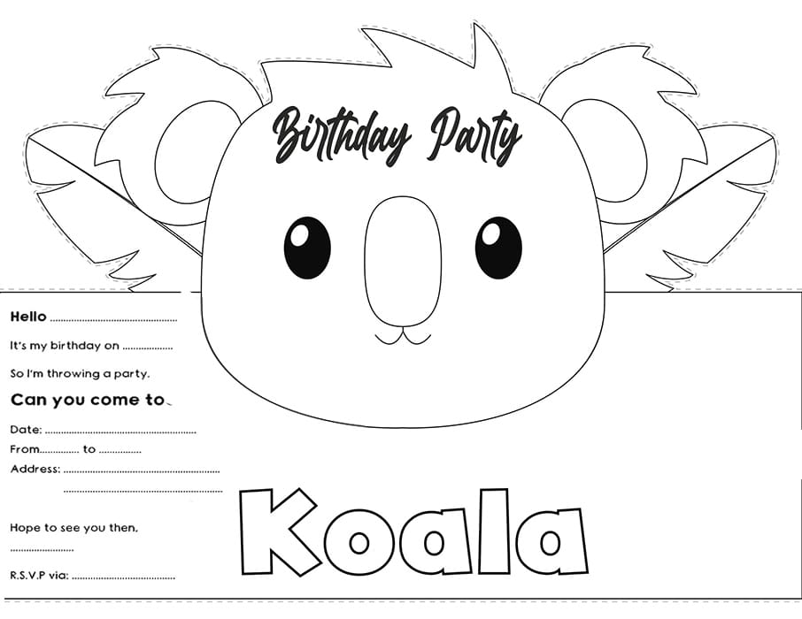 Printable Koala Birthday Invitations