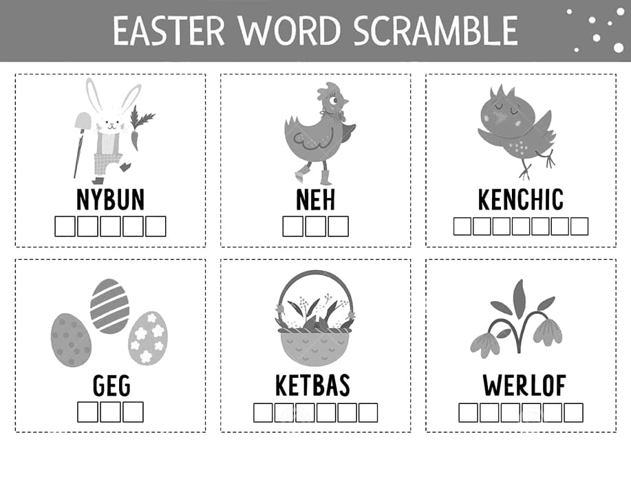 Printable Religious Easter Word Scramble