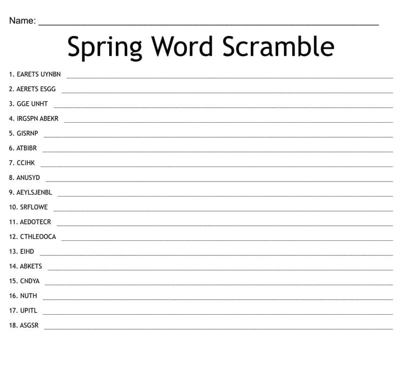 Spring World Scramble